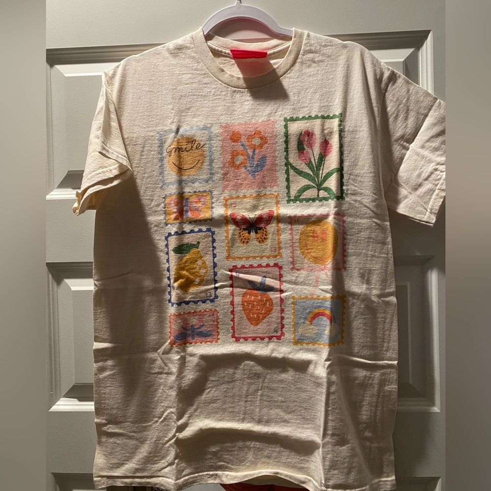 Graphic T-Shirt with Colorful Stamps